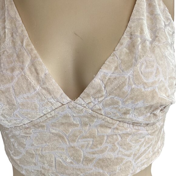 Free People One Bralette Size Large Carrie Flocked Womens V-Neck Velvet Crop - Picture 5 of 5